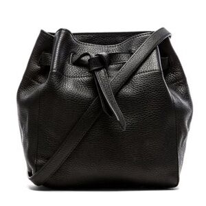 Annabel Ingall Pebbled Leather Georgia Bucket Bag Gold Hardware Black EUC